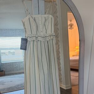 Tuckernuck Green and White Striped Midi Dress